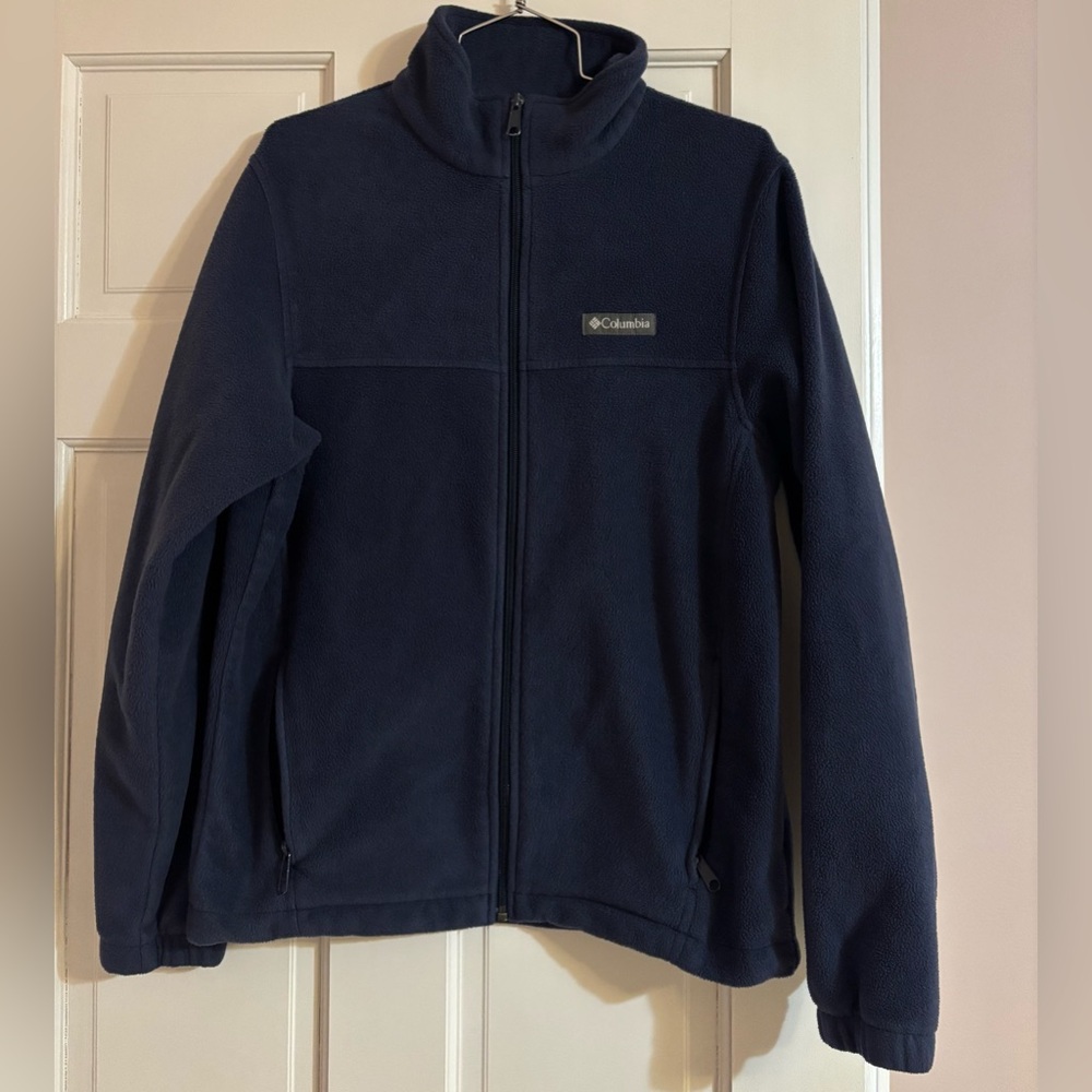 Columbia Men's Fleece Jacket Zipper Front Long Sleeve Blue Sign Size Small